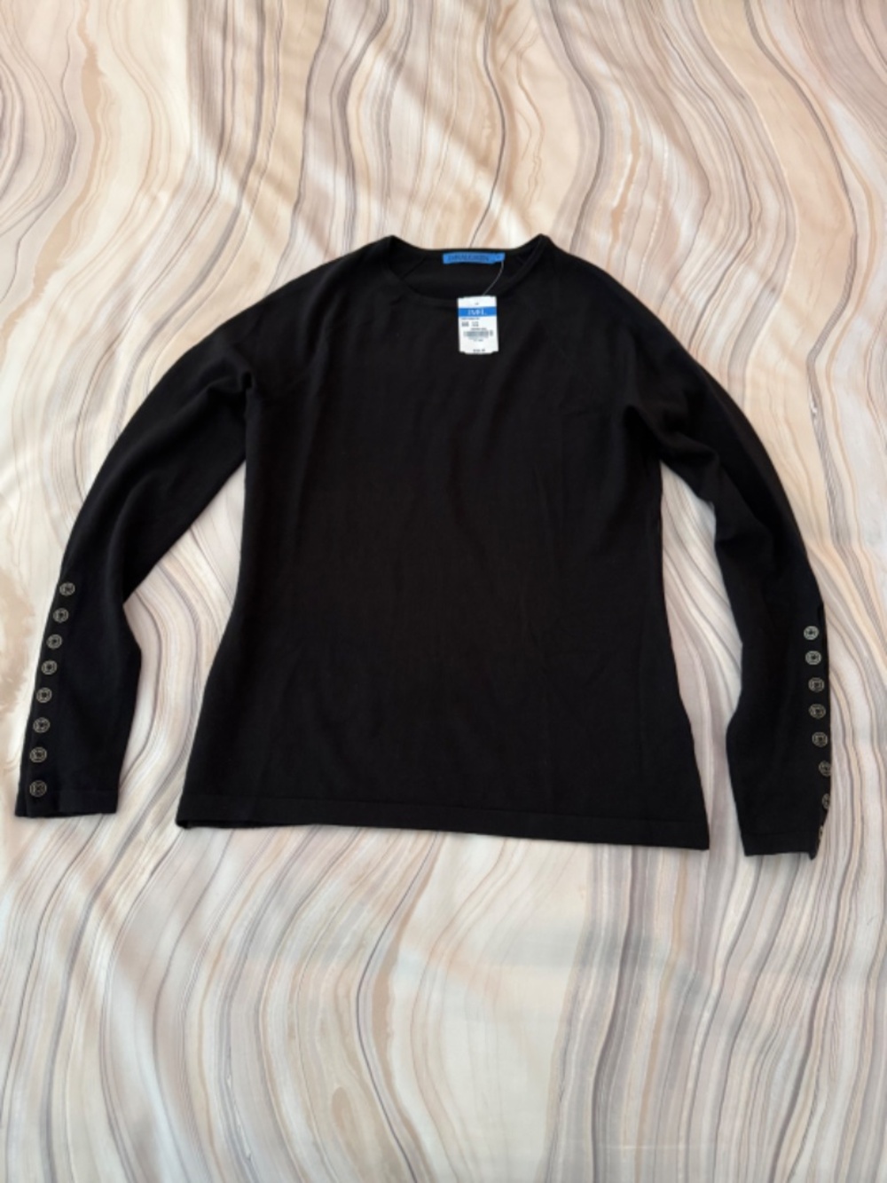 NEW! J. McLaughlin Jamey Sweater Crewneck Long Sleeves Button Details Black XS - Picture 14 of 14